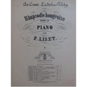 LISZT Franz Rhapsodie Hongroise No 2 Piano ca1911