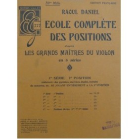 DANIEL Raoul Ecole Complète des Positions Cahier No 1 Violon