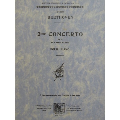 BEETHOVEN Concerto No 2 op 19 2 Pianos 4 mains 1949