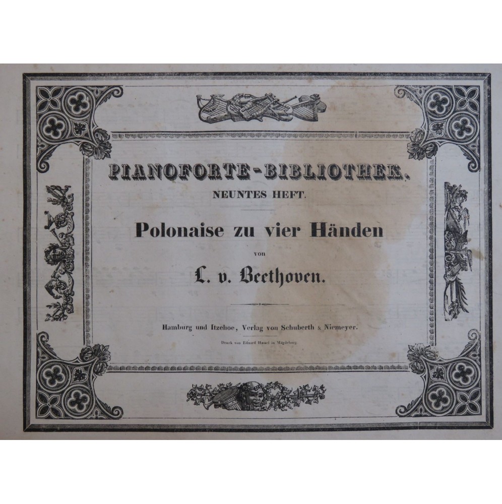 BEETHOVEN Polonaise zu vier Händen Piano 4 mains ca1850