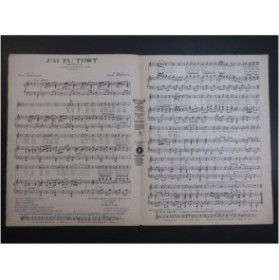 MORETTI Raoul J'ai eu tort Chant Piano 1924