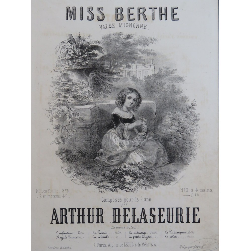 DELASEURIE Arthur Miss Berthe Piano ca1860