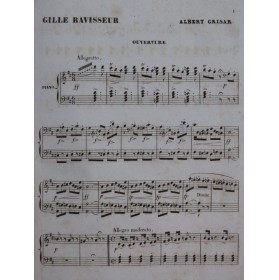 GRISAR Albert Gille Ravisseur Opéra Chant Piano ca1850