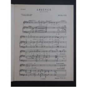 BERLIOZ Hector Absence Chant Piano