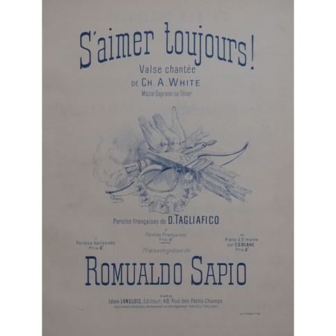 SAPIO Romualdo S'aimer toujours Chant Piano ca1885