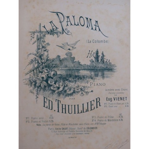 THUILLIER Edmond La Paloma Piano ca1895