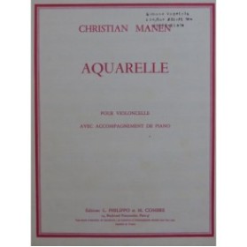 MANEN Christian Aquarelle Violoncelle Piano 1968