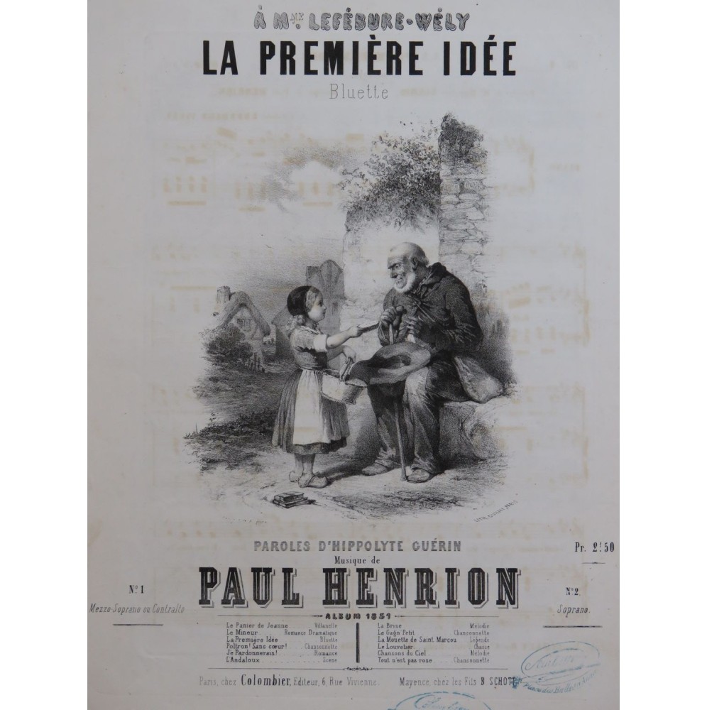 HENRION Paul La première idée Chant Piano 1859