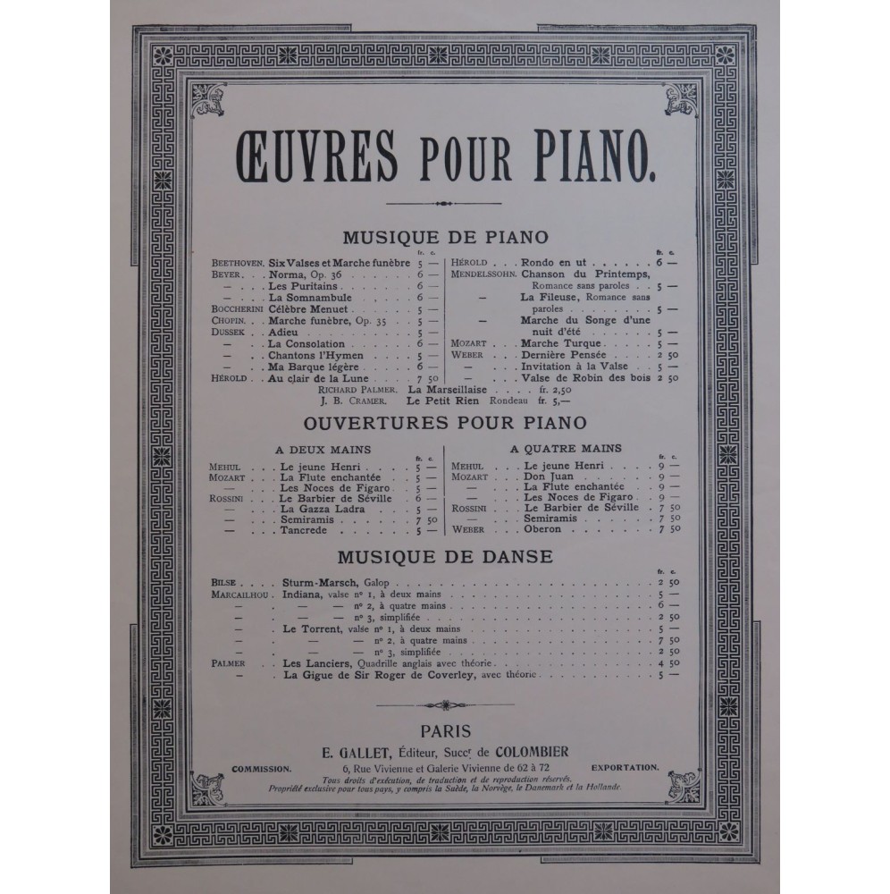CHOPIN Frédéric Marche Funèbre Piano ca1902