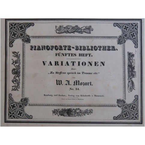 MOZART W. A. Variationen Zu Steffens Sprach im Traume Piano ca1850
