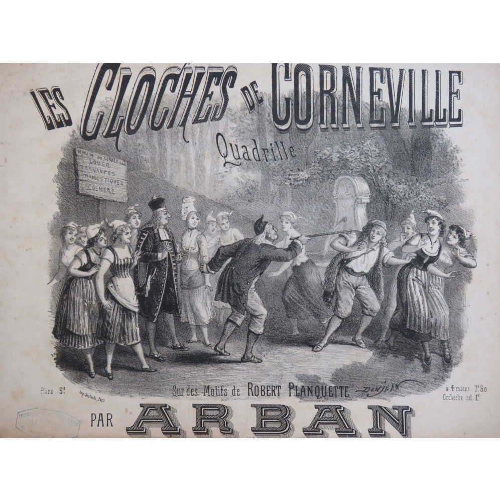 ARBAN Les Cloches de Corneville Quadrille Piano 4 mains ca1880