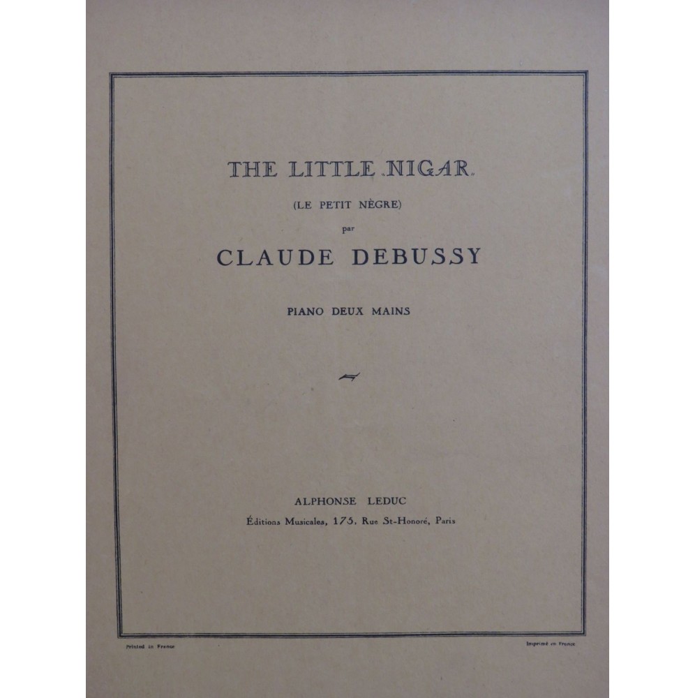 DEBUSSY Claude The Little Nigar Le Petit Nègre Piano 1951