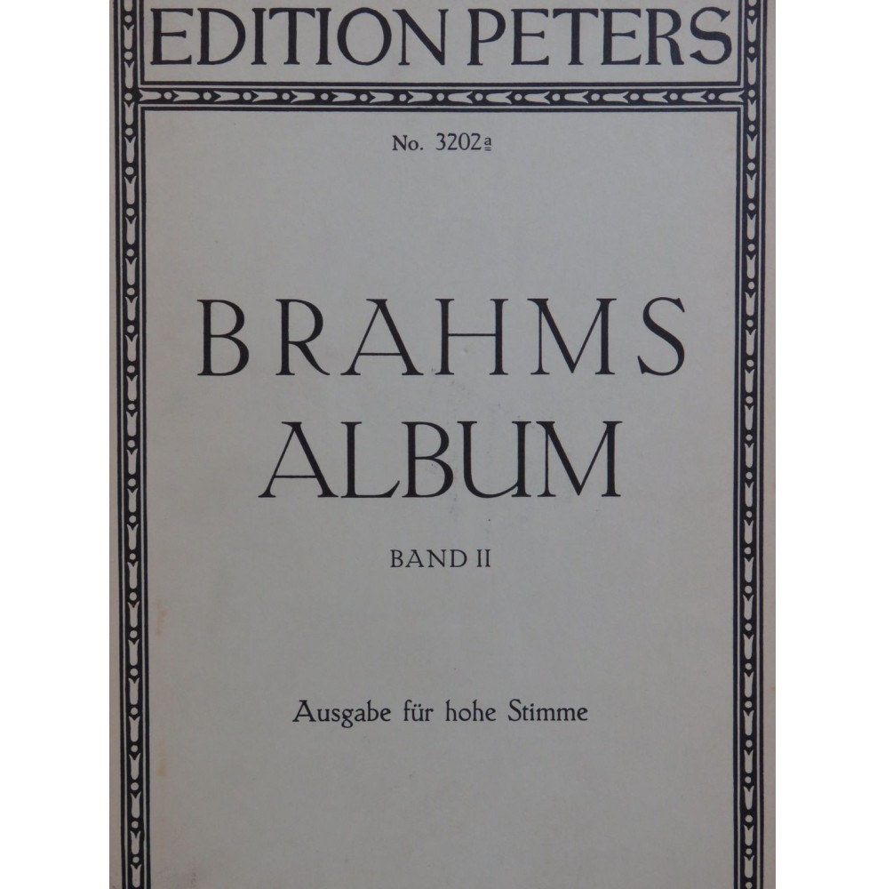 BRAHMS Johannes Album Band 2 Chant Piano