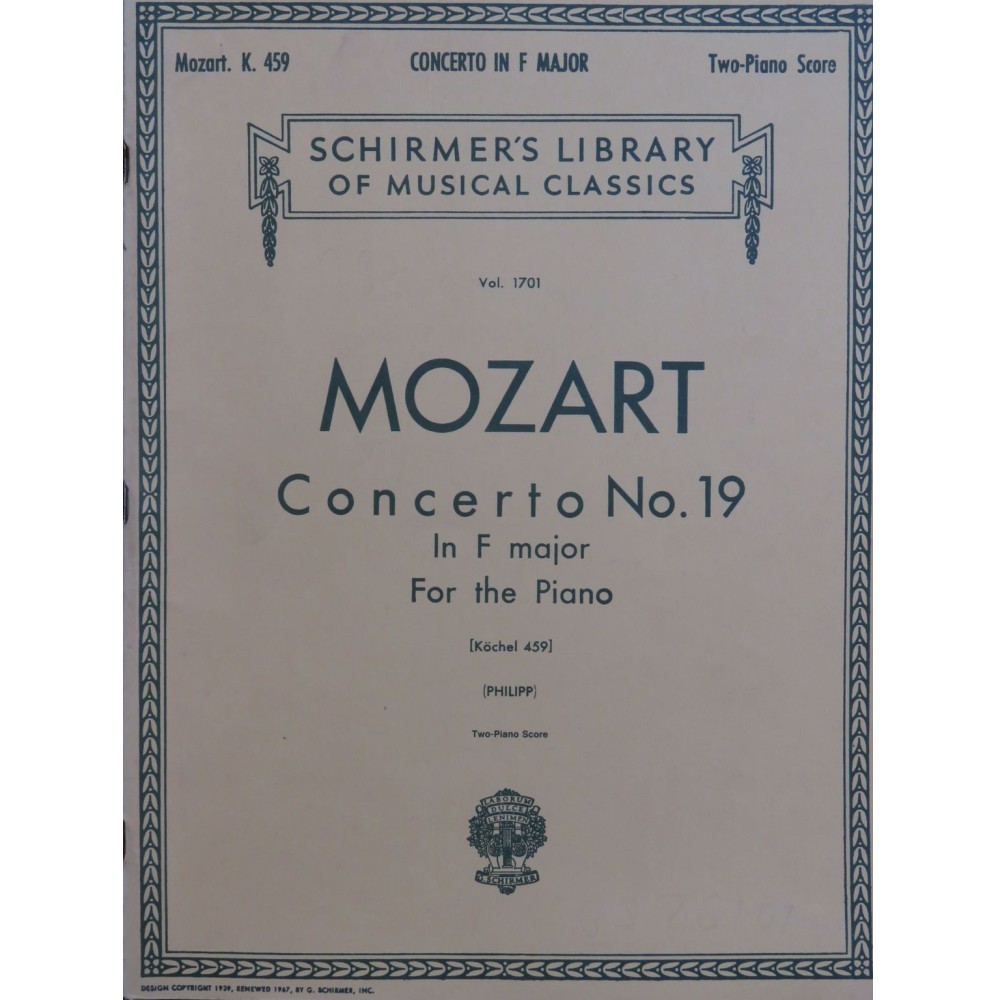 MOZART W. A. Concerto in F Major 2 Pianos 4 mains