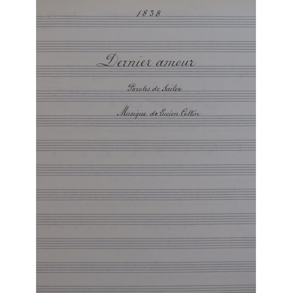 COLLIN Lucien Dernier Amour Manuscrit Chant Piano 1918