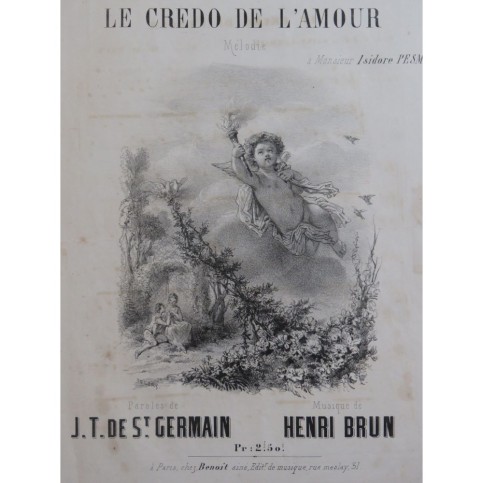 BRUN Henri Le Credo de l'Amour Chant Piano ca1850