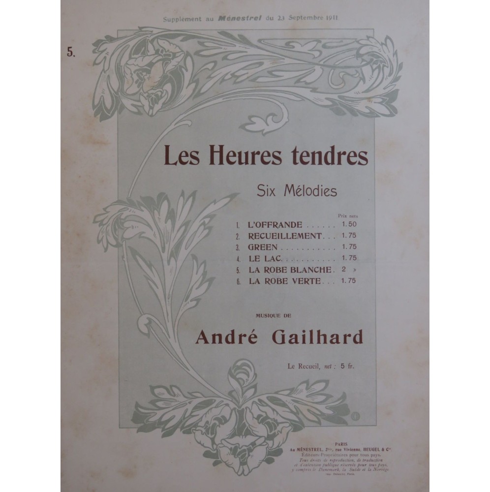 GAILHARD André La robe blanche Chant Piano 1911
