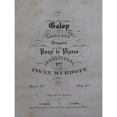 MURDOFF Iwan Galop de la Cour op 9 Piano XIXe siècle