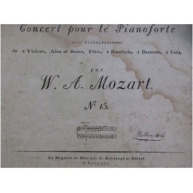 MOZART W. A. Concert KV 595 pour Piano Orchestre ca1800