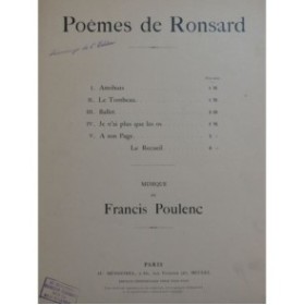 POULENC Francis A son Page Chant Piano 1925