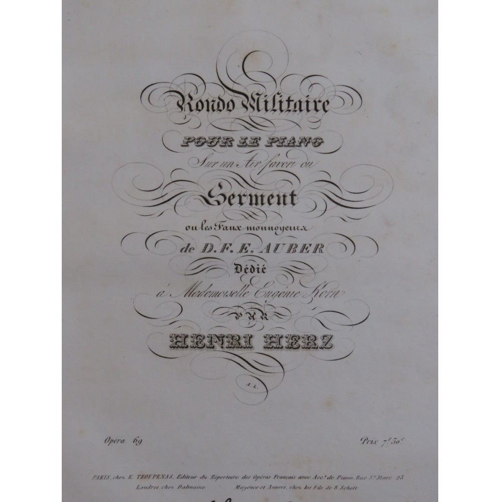HERZ Henri Rondo Militaire Piano ca1840
