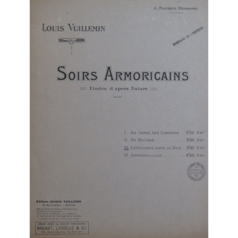 VUILLEMIN Louis Carillons dans la Baie Piano 1919
