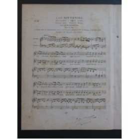 MEISSONNIER J. Les Souvenirs Chant Piano ou Harpe ca1820