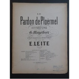 MEYERBEER G. Le Pardon de Ploërmel Ouverture Piano 8 mains ca1876