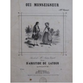 DE LATOUR Aristide Oui Monseigneur Piano Chant ca1840