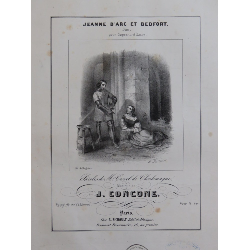 CONCONE Joseph Jeanne d'Arc et Bedfort Chant Piano ca1840