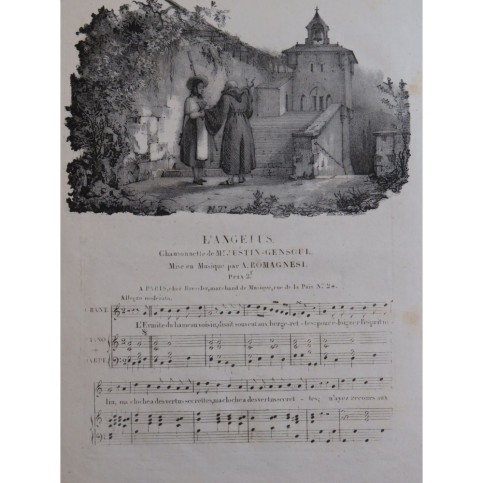 ROMAGNESI Antoine L'Angélus Chant Piano ou Harpe ca1820