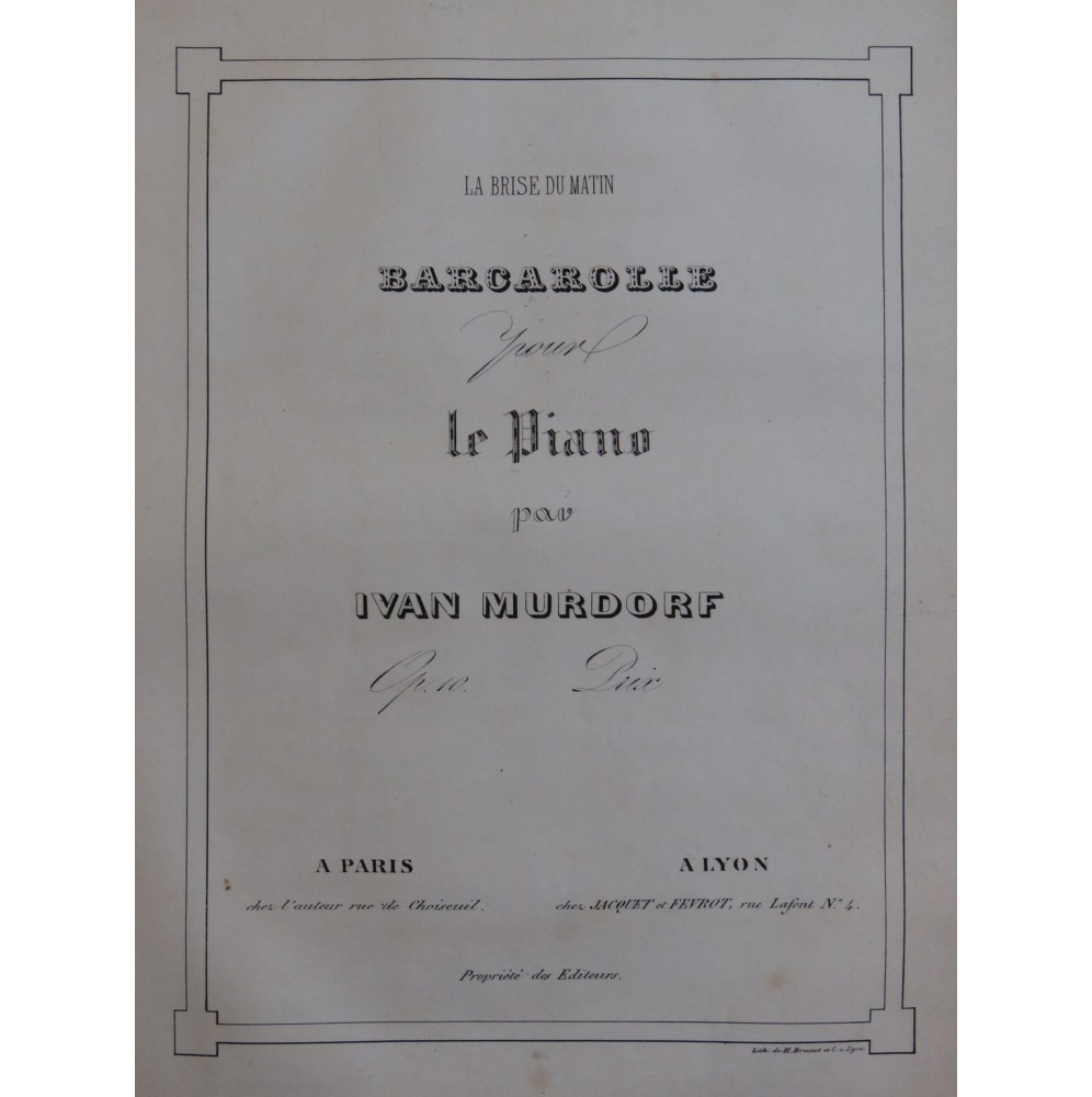 MURDORF Ivan La Brise du Matin Piano XIXe siècle
