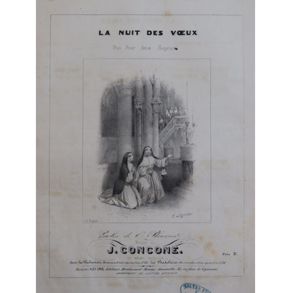 CONCONE Joseph La nuit des vœux Chant Piano ca1840