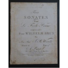 WOETS Joseph Bernard Trois Sonates op 12 Piano ca1820