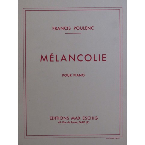 POULENC Francis Mélancolie Piano