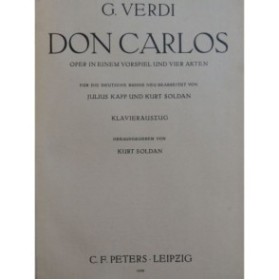 VERDI Giuseppe Don Carlos Allemand Opéra Chant Piano