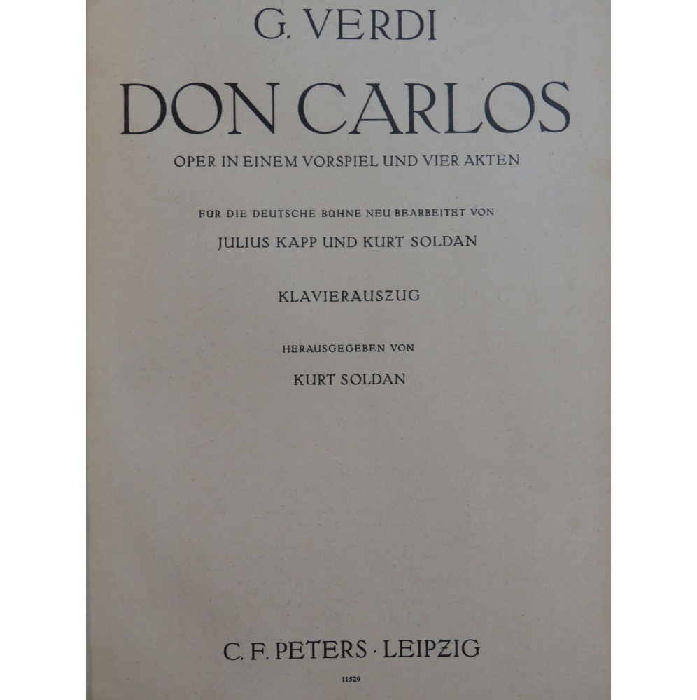 VERDI Giuseppe Don Carlos Allemand Opéra Chant Piano