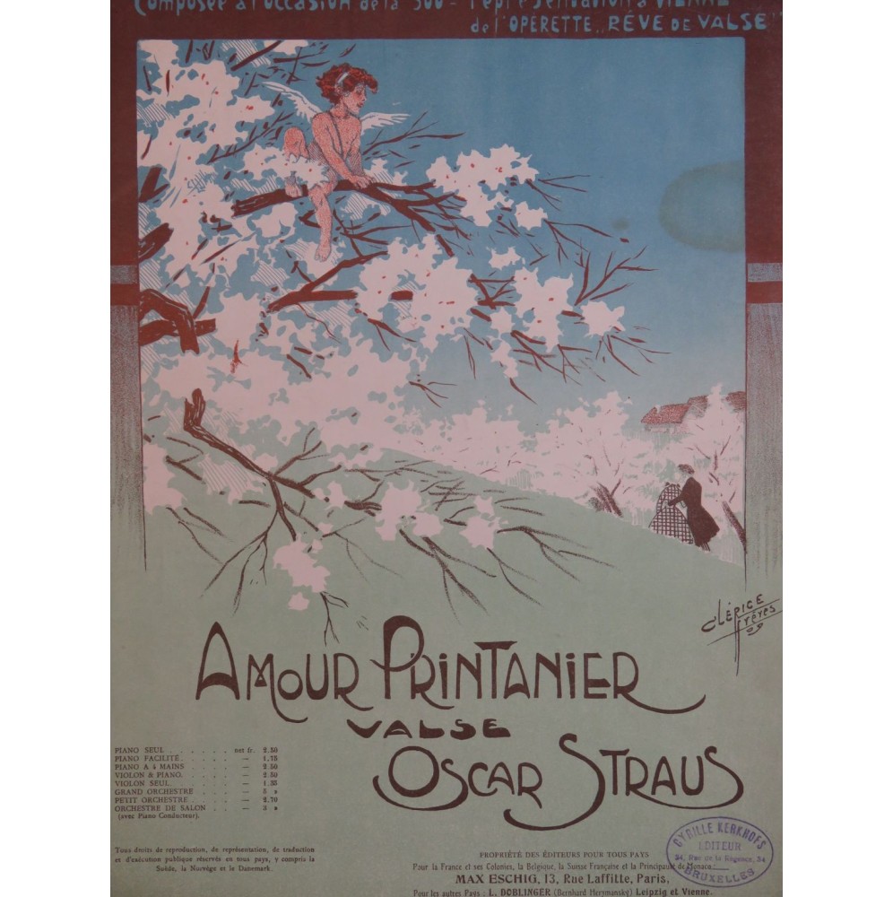 STRAUS Oscar Amour Printanier Piano 1909
