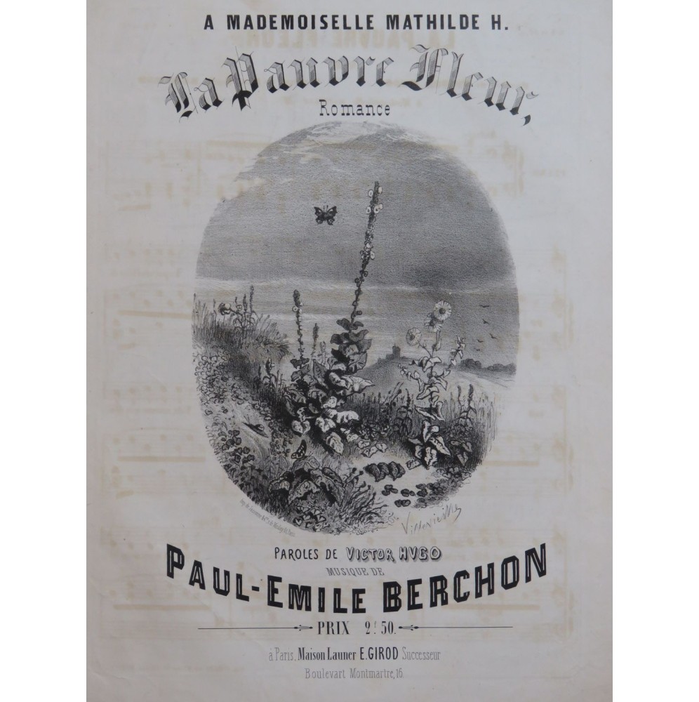 BERCHON Paul-Émile La Pauvre Fleur Chant Piano XIXe siècle