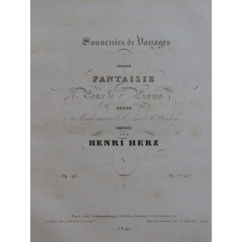 HERZ Henri Souvenirs de Voyages Piano ca1835