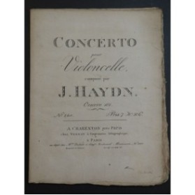 HAYDN Joseph Concerto op 101 HOB VIIb:2 pour Violoncelle Orchestre ca1805