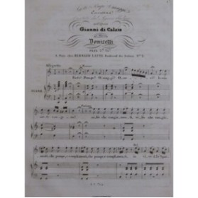 DONIZETTI G. Gianni di Calais Cavatina Chant Piano ca1835