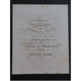 HERZ Henri Grandes Variations op 62 Piano ca1840