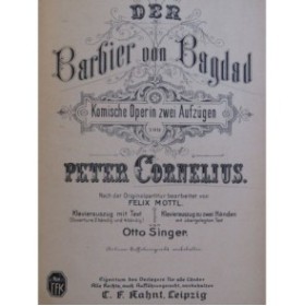 CORNELIUS Peter Der Barbier von Bagdad Opéra Chant Piano