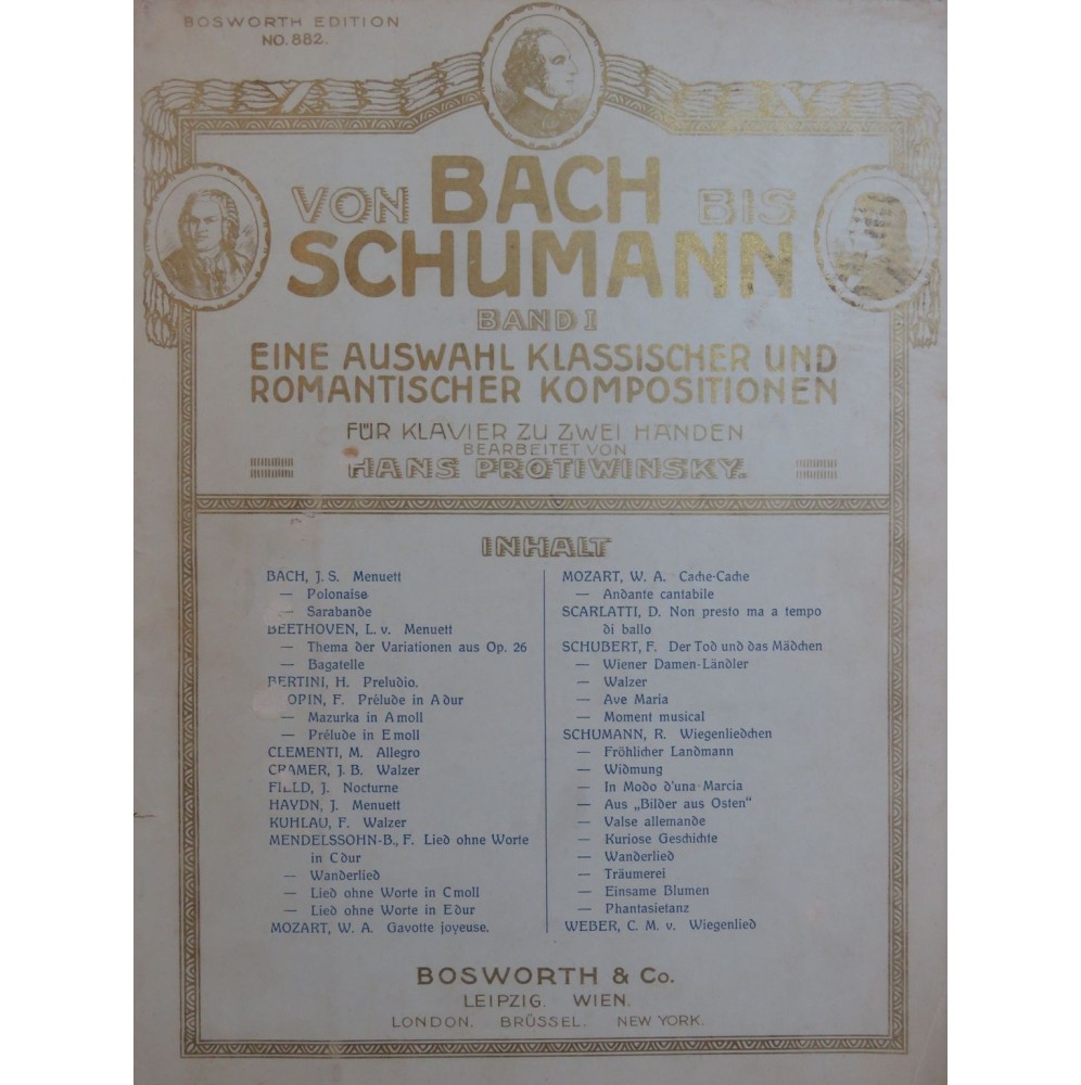 Von Bach bis Schumann Pièces pour Piano 1921