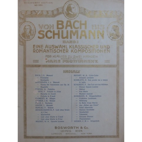 Von Bach bis Schumann Pièces pour Piano 1921