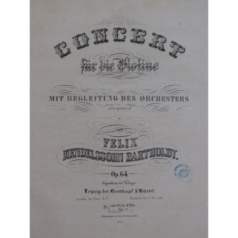 MENDELSSOHN Concert op 64 Piano Violon 1845