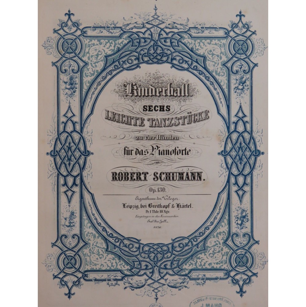 SCHUMANN Robert Kinderball 6 Pièces Piano 4 mains 1854