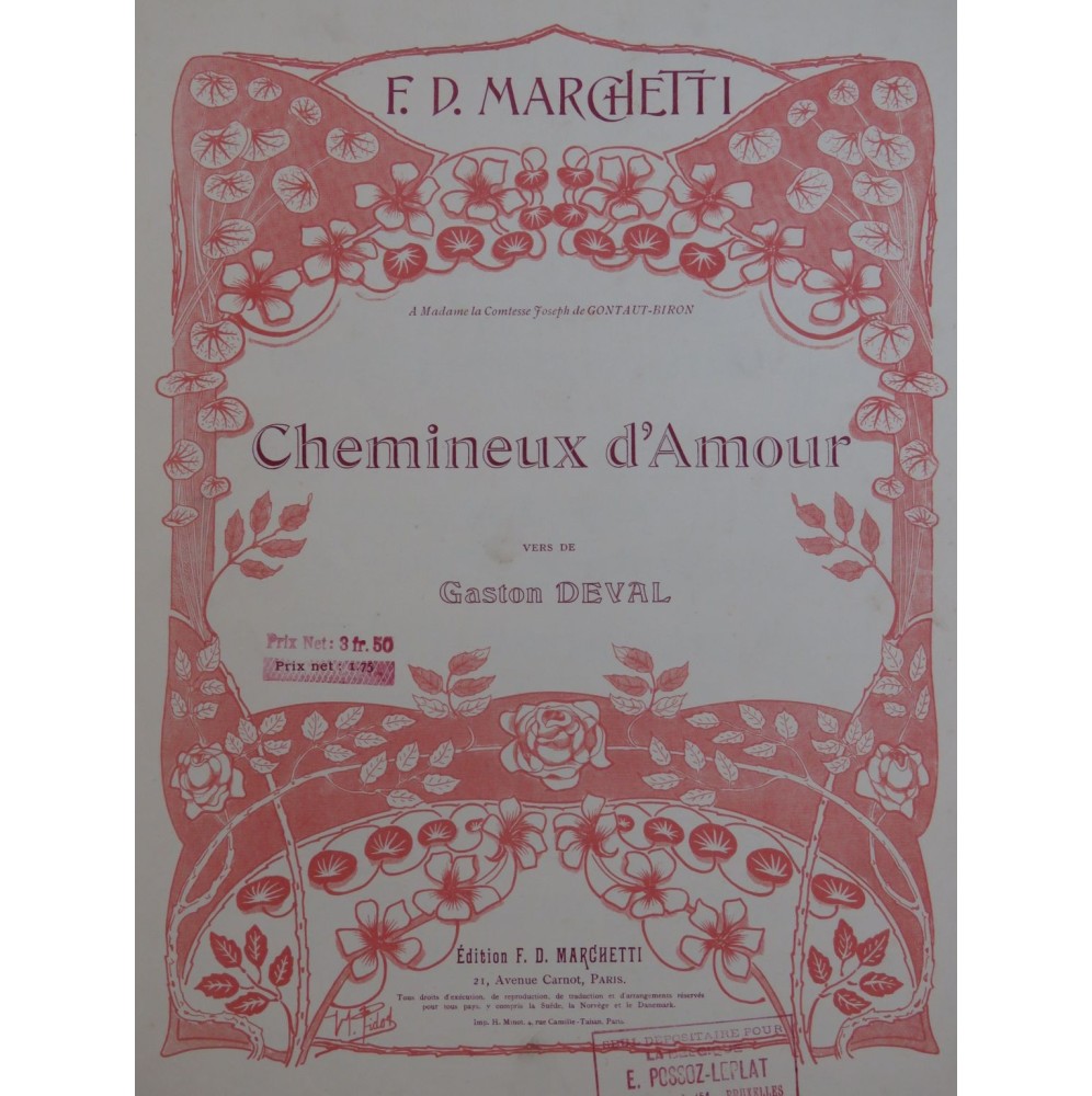 MARCHETTI F. D. Chemineux d'Amour Chant Piano