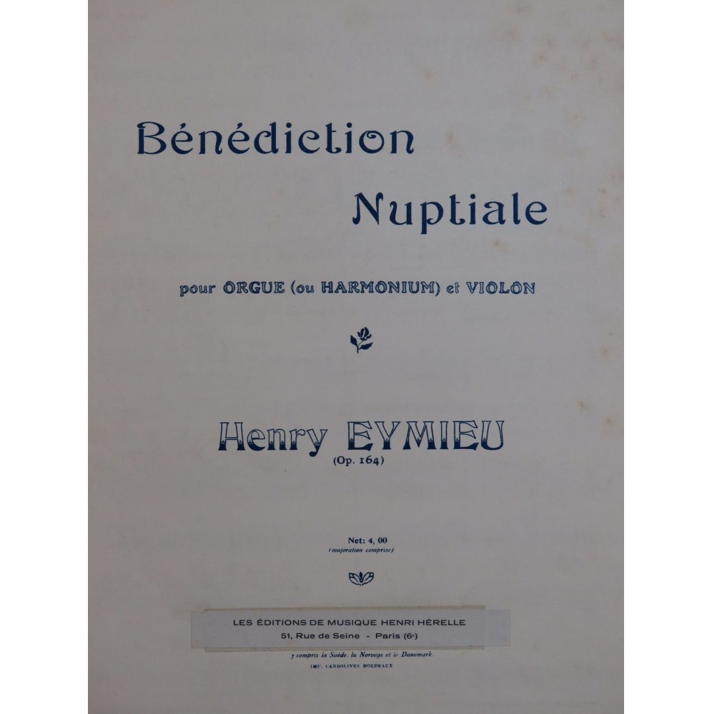 EYMIEU Henry Bénédiction Nuptiale Violon Orgue